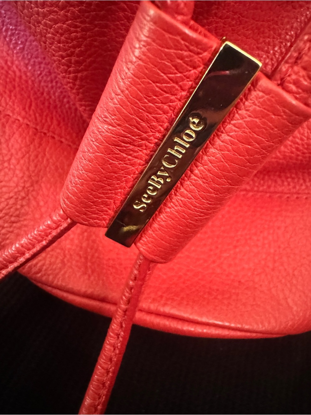 See by Chloé Vicky Small Bucket Bag - Coral Leather - Rare! - Picture 3 of 14